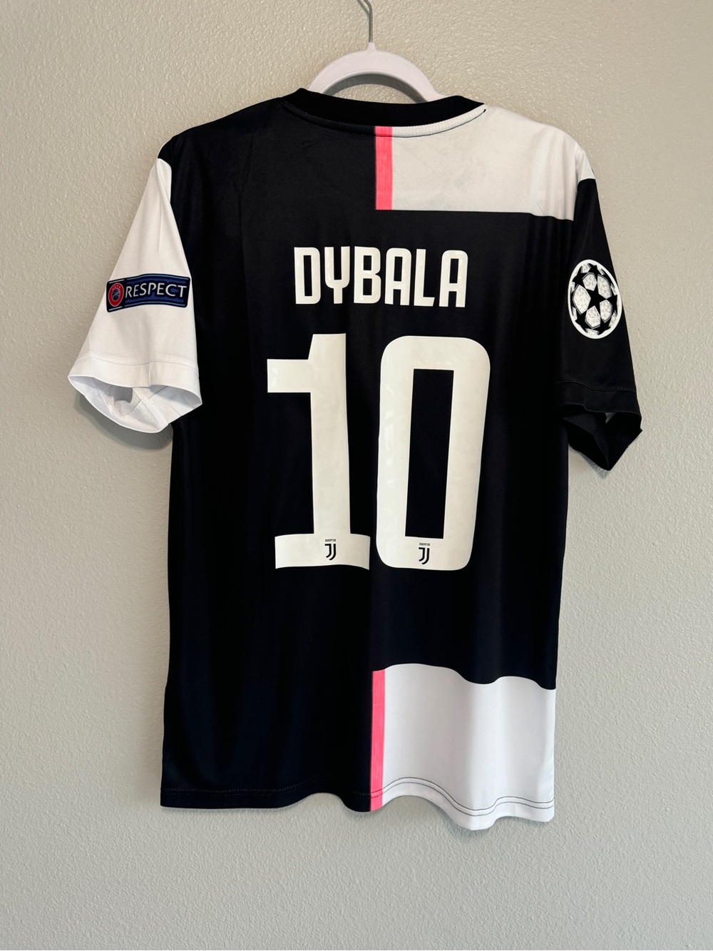 Juventus 2019/2020 Dybala home UCL white and black soccer jersey
